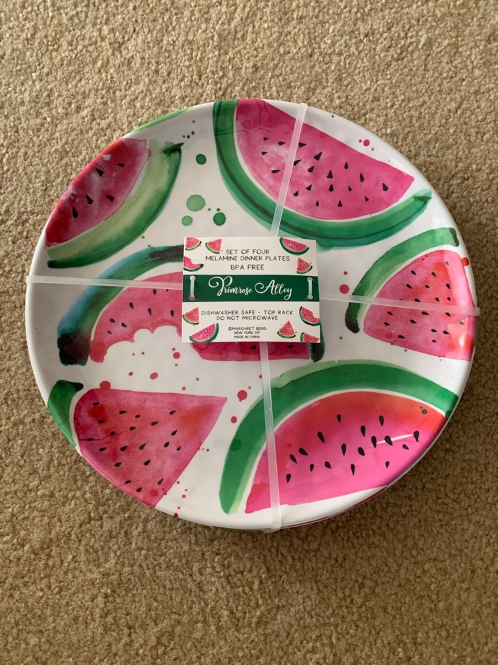 Watermelon Melamine Dinner Plate - Bright Pink & Green